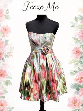 Teeze Me Watercolor Strapless Dress